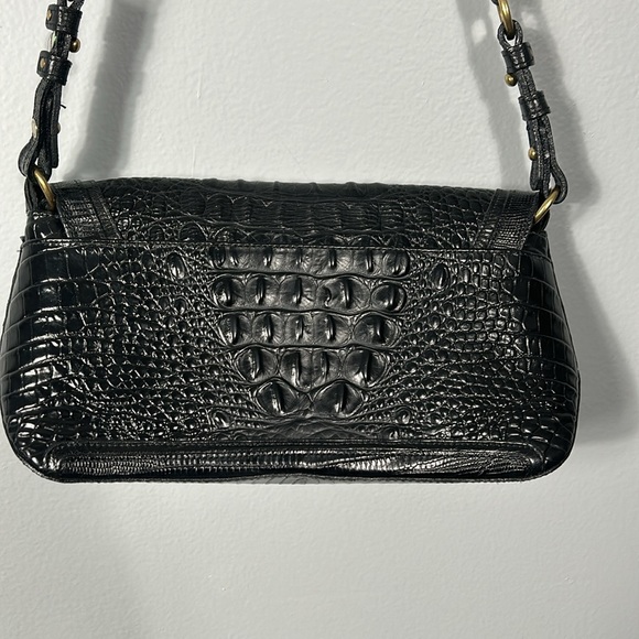 Brahmin Black Melbourne handbag Croc Leather with twist lock Vintage - Picture 14 of 16
